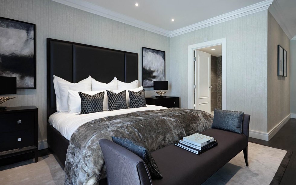 Luxurious light grey bedroom by Brian Yates 