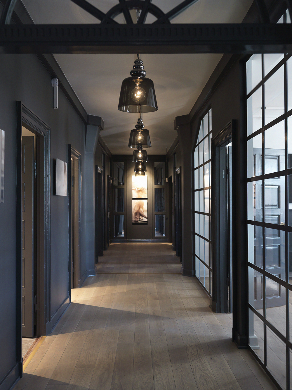 dark bright Norwegian hallway