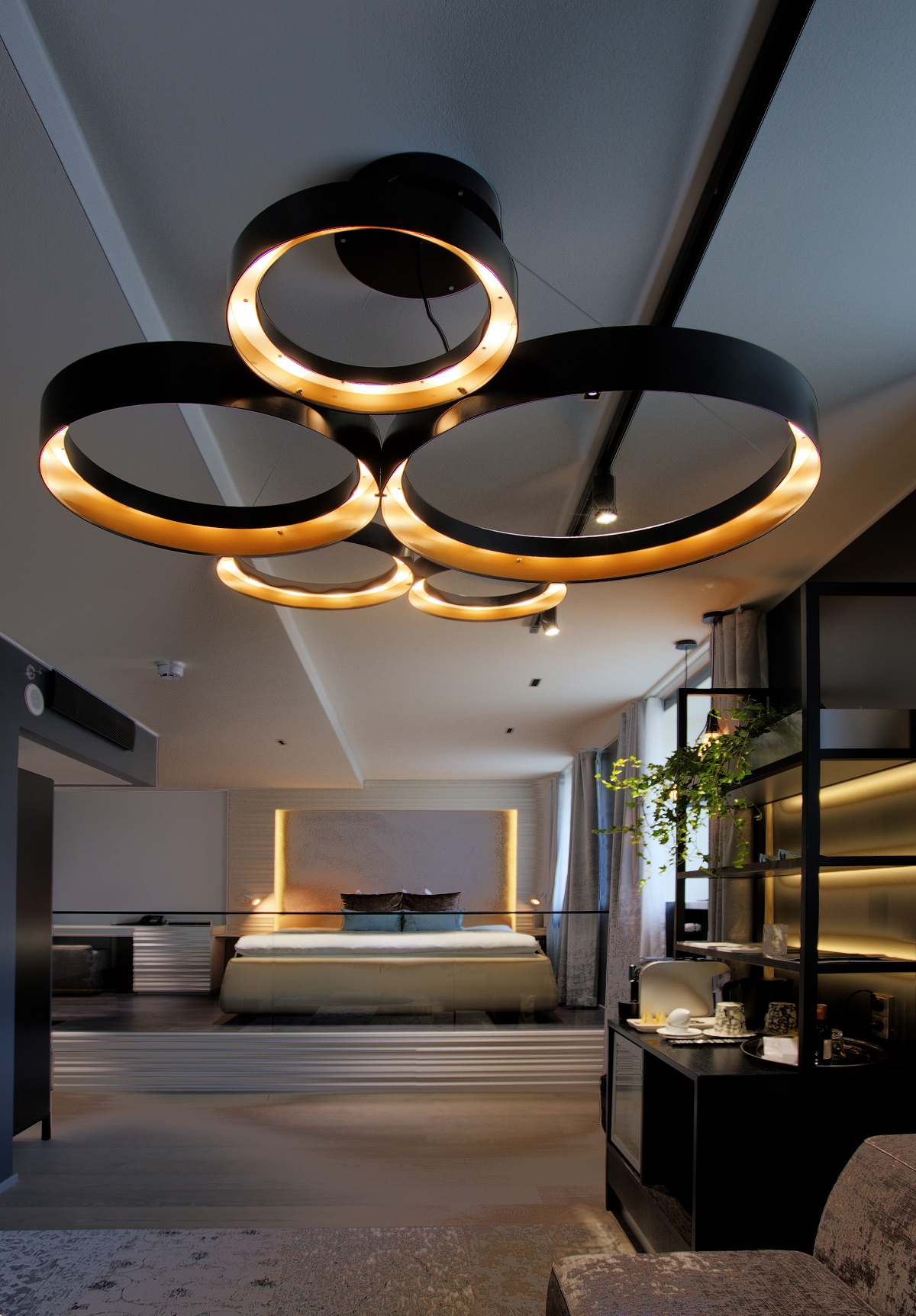 Scandinavian Bedroom halo ceiling light