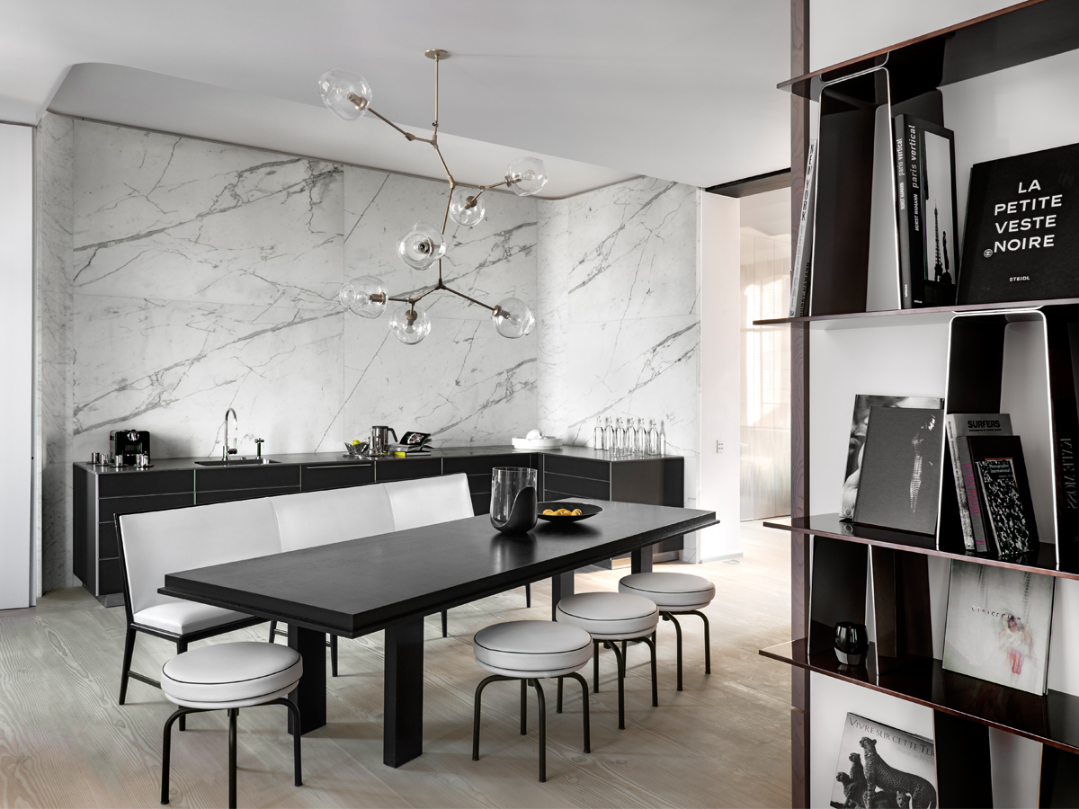 light grey marble Dining Room