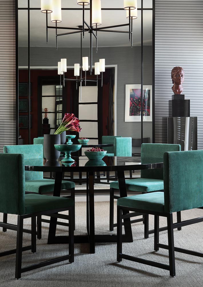 Green teal and grey Dining Room 