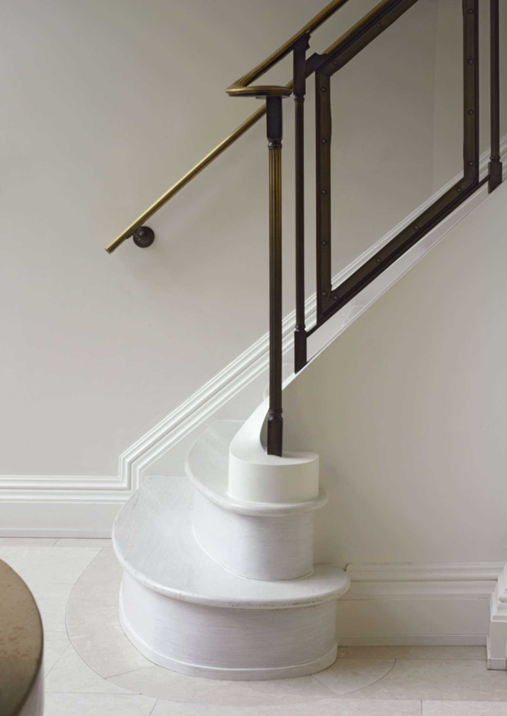 White marble rounded staircase