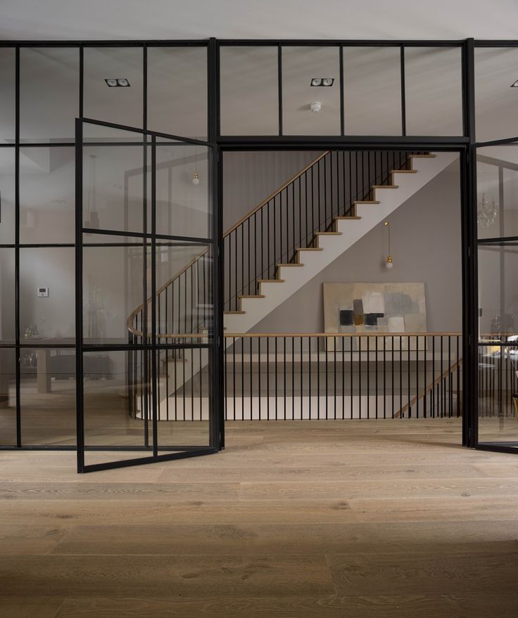 Modern white and light brown wooden staircase
