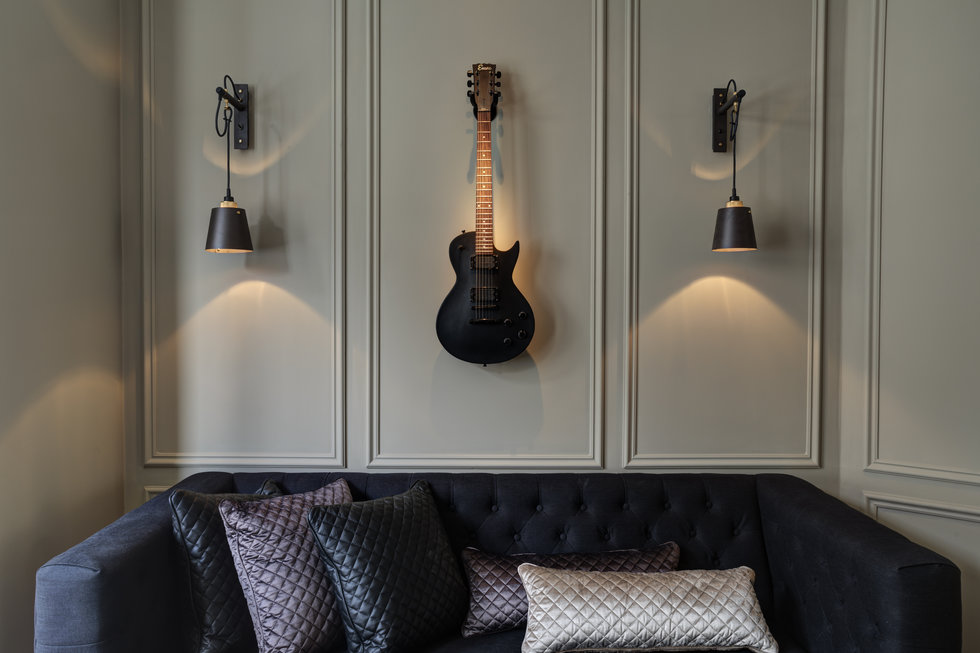 Black and gold hanging wall light