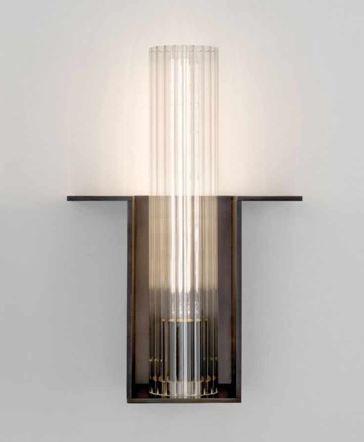 Dark bronze and glass cylinder wall light by Jonathan Browning inc