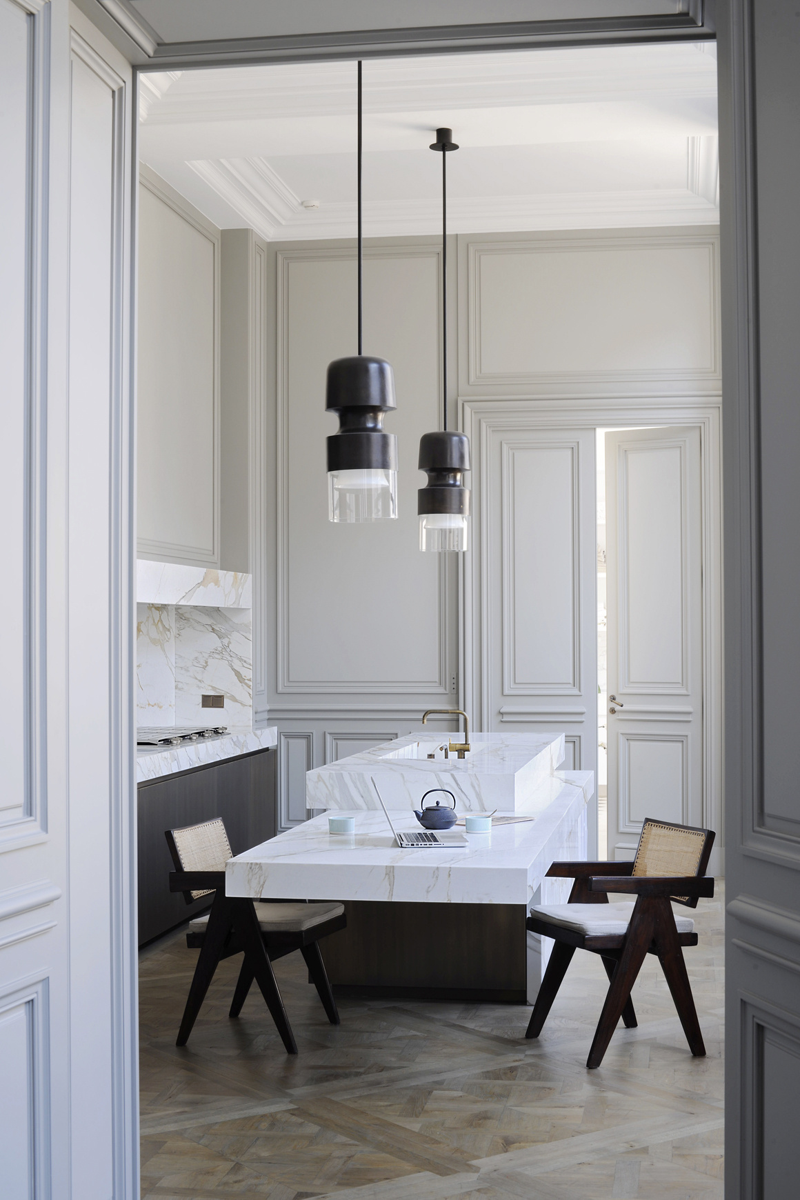 Large white Parisian kitchen