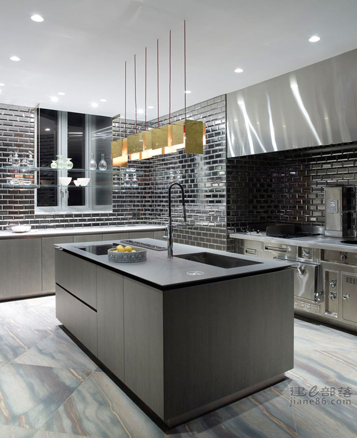 Stylish grey and black kitchen