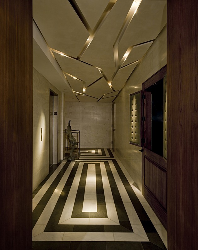 Large beige and gold hallway