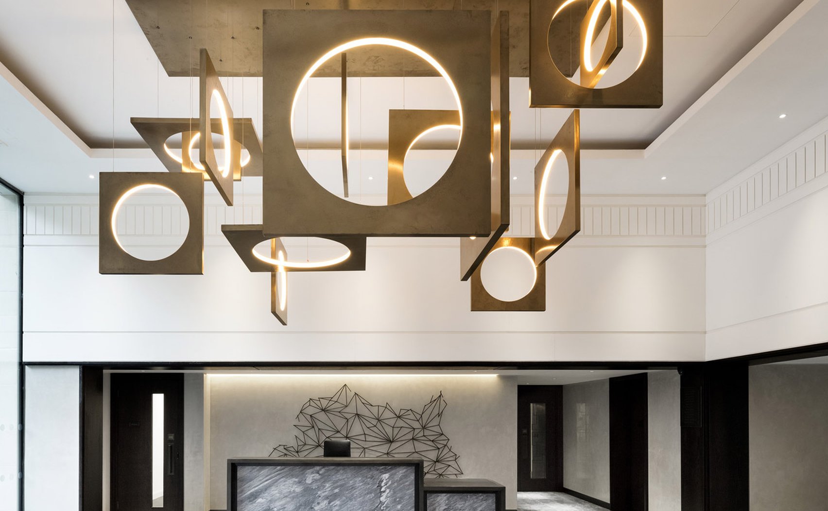 large gold circular lighting 