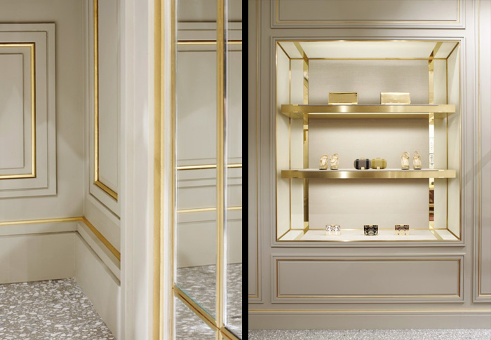 White and gold shelves