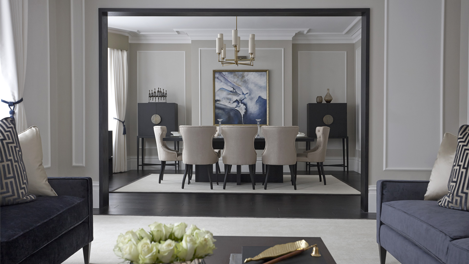 Large luxury grey dining room