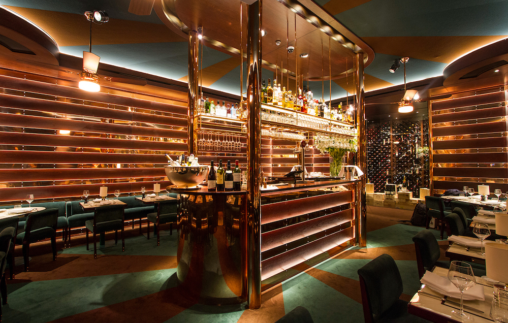 Luxury bronze restaurant interior