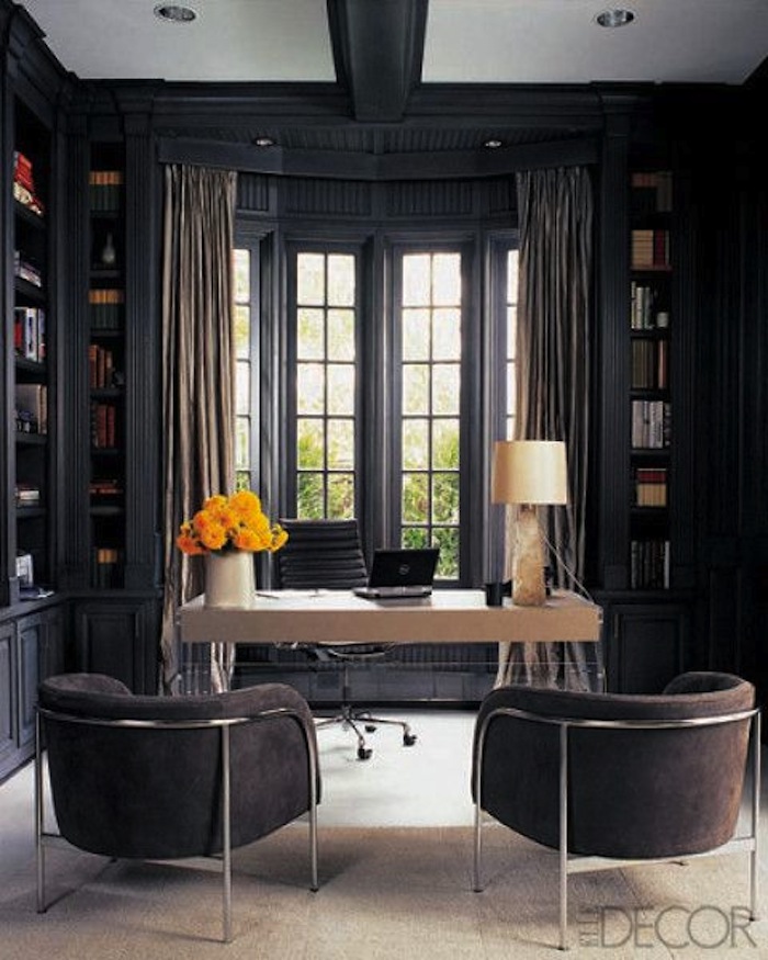 Large dark grey home office