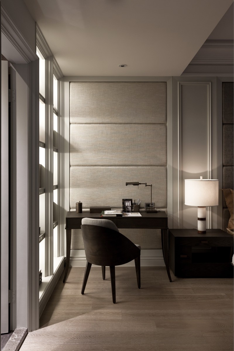 Large beige home office