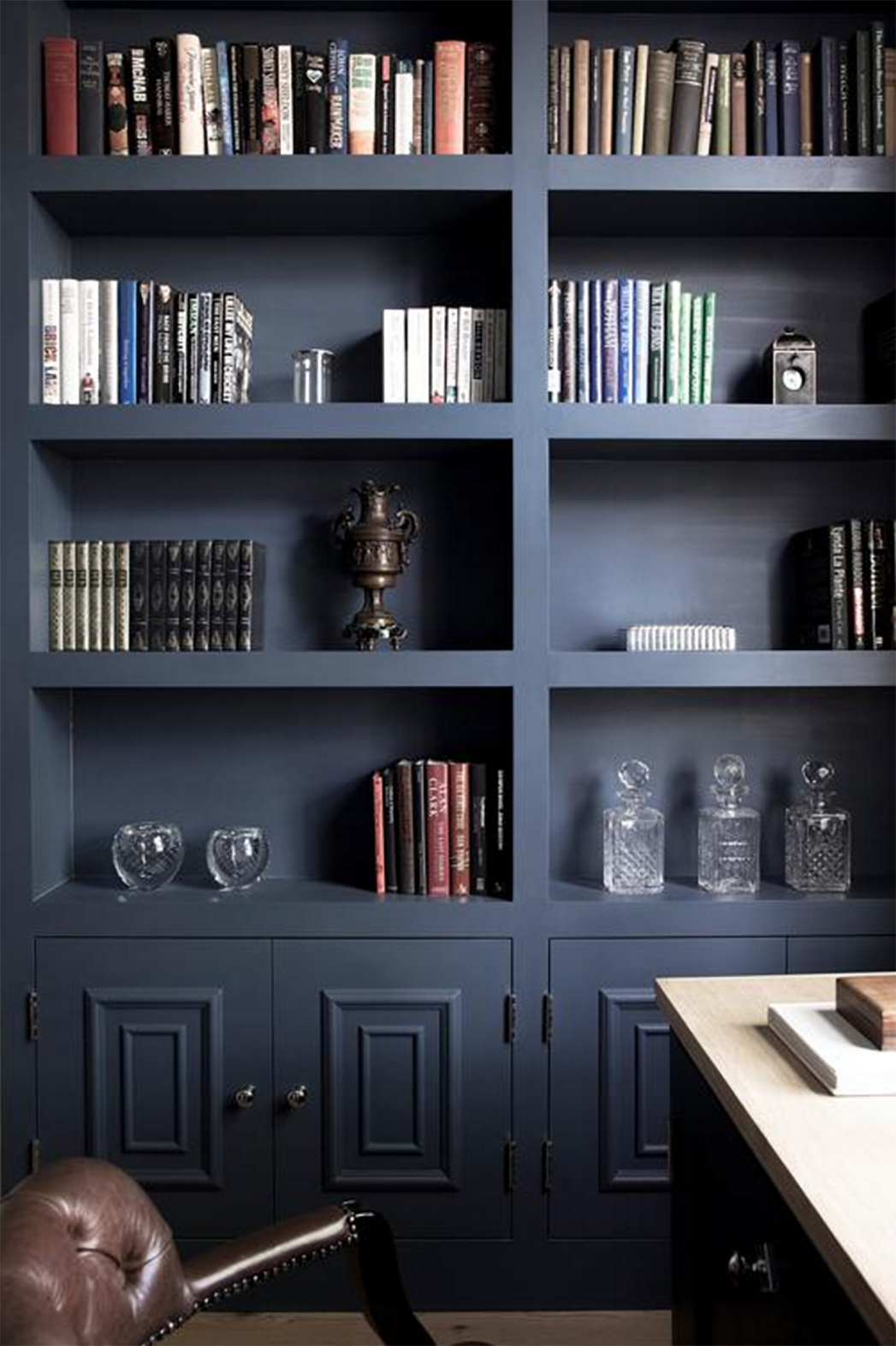 Matte black bookshelves