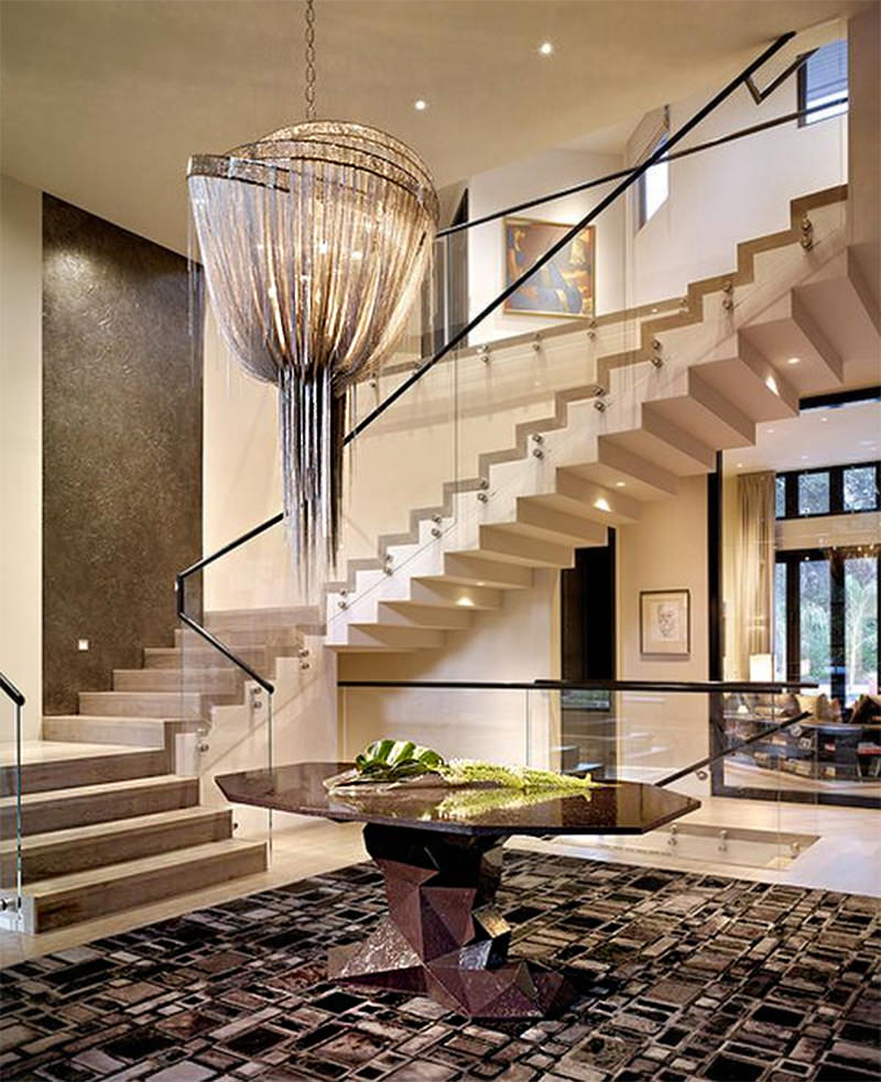 Elegant beige marble entrance