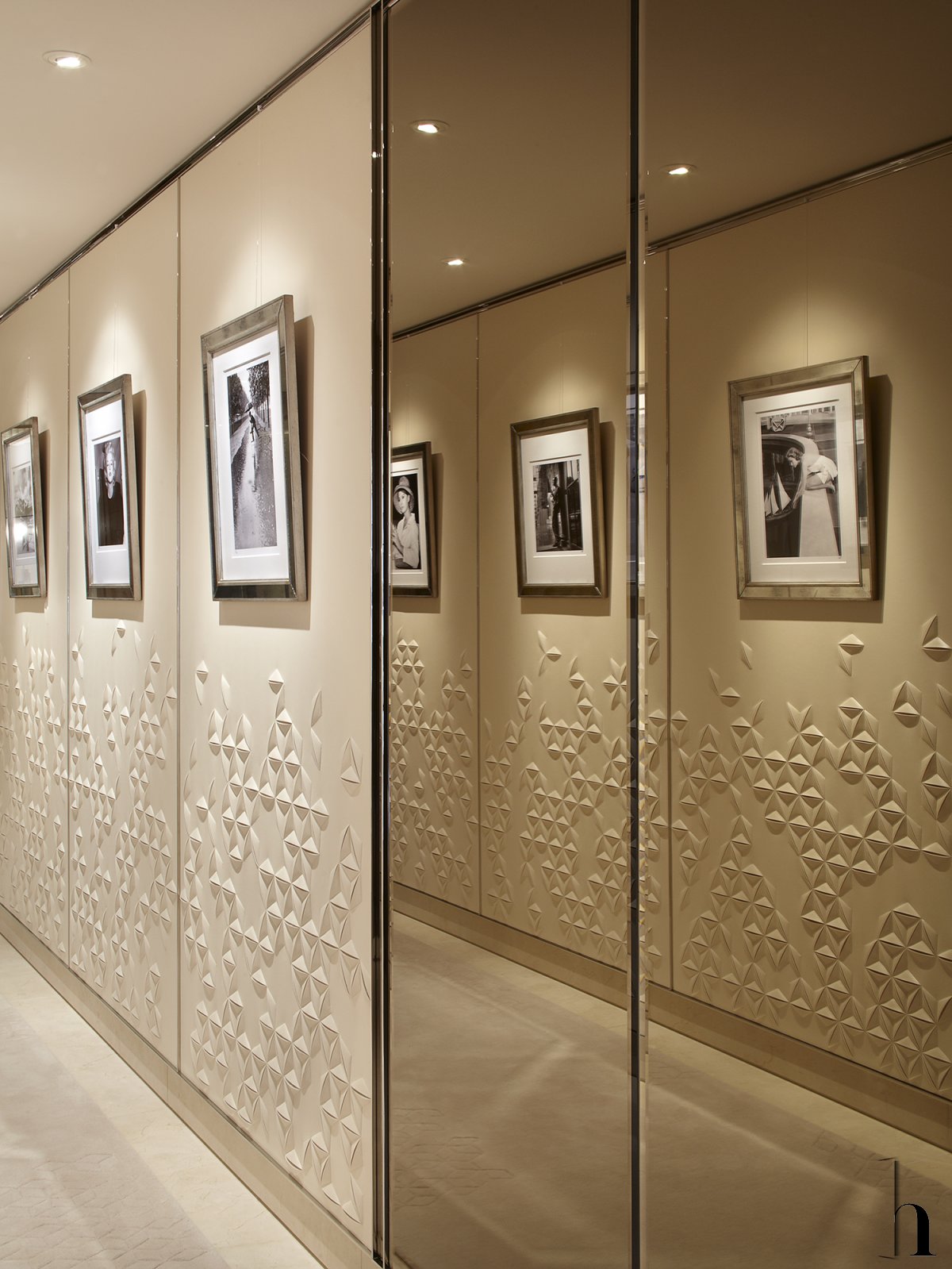 Beige leather raised wallpaper