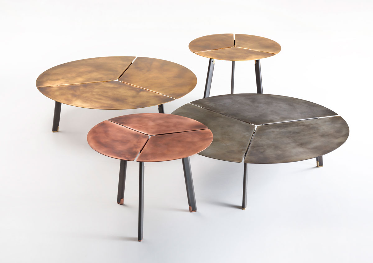 DeCastelli solid brass round tables
